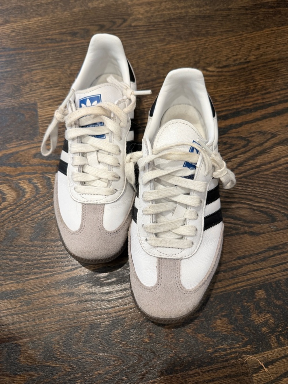 adidas White & Black Suede-Trim Low Top Sneakers sambas